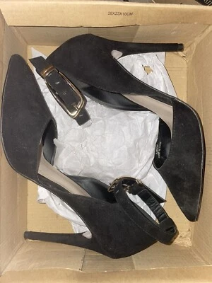 ASOS suede gold detail high heels - Image 1 of 2