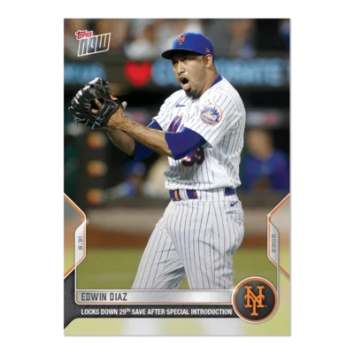 2022 MLB Topps NOW 814 EDWIN DIAZ WALKS OUT SONG W/ TRUMPET NY METS - Image 1 of 2