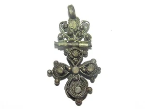 09J15 ANCIEN PENDENTIF EN ALLIAGE CROIX COPTE ETHIOPIE ART TRIBAL AFRICAIN - Imagen 1 de 2