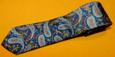 BLACK BROWN 1826 BLUE/GREEN/YELLOW PAISLEY SLIM TIE - NECK TIES - DESIGNER TIES. - Image 1 of 3