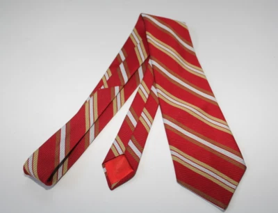 Vintage Wembley For Chadwick Striped Tie 3.75" Red Mustard Yellow Preppy Ivy - Image 1 of 4