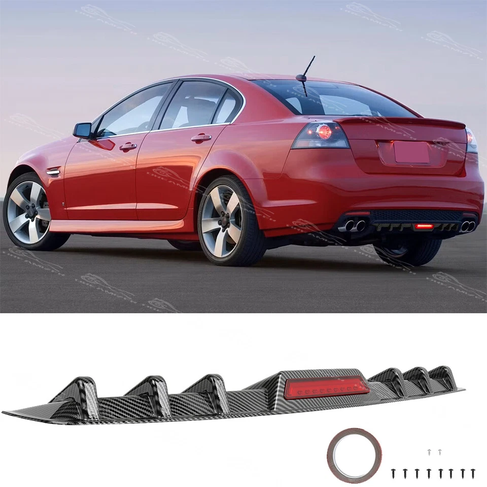Divisor difusor de parachoques trasero de fibra de carbono para Pontiac G6 G8 con luz de freno LED Foto 1 de 4