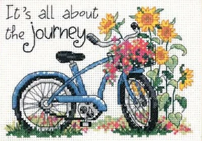 Mini Kit Punto de Cruz ~ Dimensiones Todo Sobre el Viaje Bicicleta Flores #65017 Foto 1 de 4