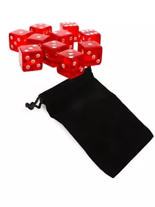 10er Set sechsseitig quadratisch transluzent 16 mm D6 Würfel - ROT mit weißer Form - Bild 1 von 1