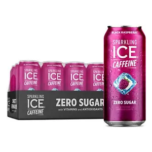 Sparkling Ice Caffeine Black Raspberry 16 Fl Oz Pack Of 12 Zero Sugar 5 Calories - Picture 1 of 6