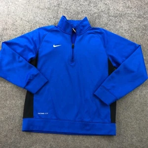 Nike Pullover Men Large Blue 1/4 Zip Workout Fleece Therma Fit Sweatshirt - Picture 1 of 11