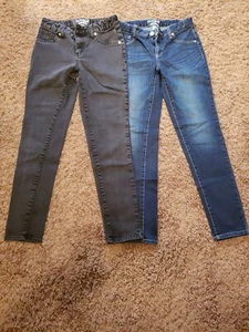 Girls Cat & Jack Super Skinny Size 14 Denim Dark Wash Black Jeans Lot of 2 - Picture 1 of 11