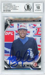Fernando Tatis Jr. Signed 2016 Bowman International Ink RC IIFT BGS 10 Card