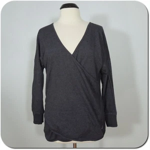 BALANCE COLLECTION Surplice Top L LARGE Womens Active Gray Long Sleeves - Picture 1 of 6