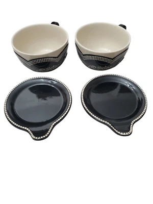 CONJUNTO TEMP-TATIONS DE 2 CANECAS DE SOPA DOODLE DOO BLACK ROOSTER 22 oz com tampa bandeja - Imagem 1 de 4