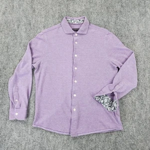 Bugatchi Shirt Mens Medium Purple Long Sleeve Flip Cuff Button Up Preppy Casual - Picture 1 of 13