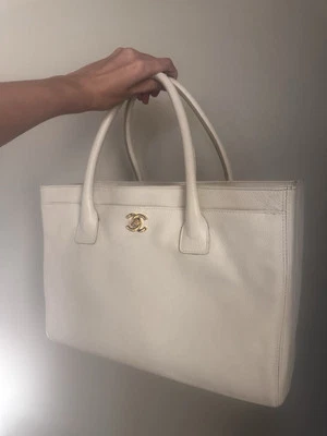 Authentic CHANEL Executive Cerf Tote - White - Image 1 of 4