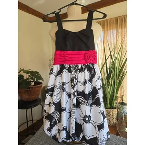 BONNIE JEAN - Mädchen schwarz Blumen Kleid Größe 14 - rosa Schärpe Rose Party Anlass - Bild 1 von 9