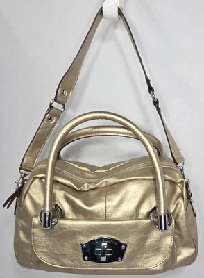 De colección Y2K Liz Claiborne Cartera Bolso de Mano Bolso de Hombro Dorado Bolsillos Exteriores Foto 1 de 4