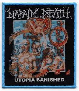 NAPALM DEATH-UTOPIA BANISHED-WOVEN PATCH-BLUE BORDERS - Picture 1 of 1