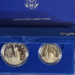 1986-S US Liberty Coins Statue of Liberty Silver Dollar & Half Dollar Proof Set - Picture 1 of 8