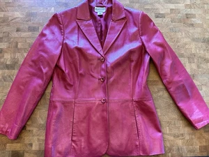Pendleton Women's Red Leather Blazer Jacket Medium - Picture 1 of 13
