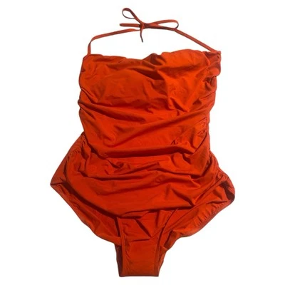 Nuevo con etiquetas Traje de baño Calvin Klein talla 14 de una pieza fruncido control de barriga naranja mandarina Foto 1 de 4