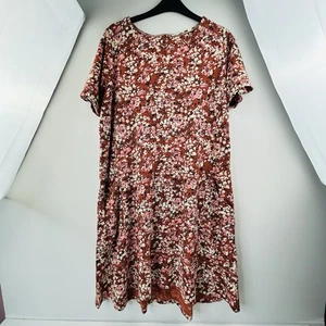 Fat Face Women's Blush Brown Floral Short Sleeve Jersey Dress Size 16 - Picture 1 of 6