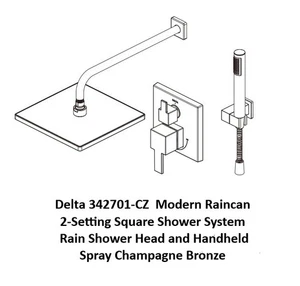 Delta Raincan Square Duschsystem Handbrause Champagner Bronze - 342701-CZ - Bild 1 von 9
