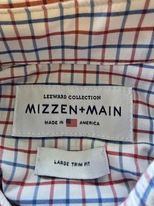 Camicia elegante Mizzen+Main grande orlo aderente sottovento rosso blu quadri performance - Foto 1 di 11