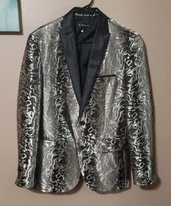 I.n.c. Herren Slim Fit Jacquard Blazer * Größe * Small * Farbe * Schwarz & Gold - Bild 1 von 3