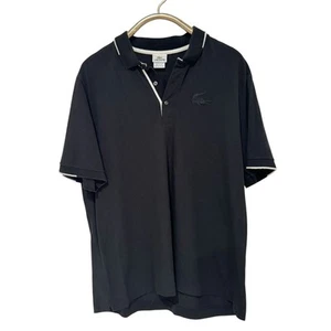 Lacoste Black Pique Cotton Polo Large Crocodile Sz 9 2XL - Picture 1 of 4