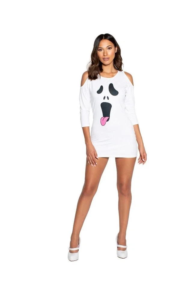 Sexy ROMA Silly GHOST Espeluznante ESPÍRITU HALLOWEEN DISFRAZ HOMBRO frío mini VESTIDO Foto 1 de 1