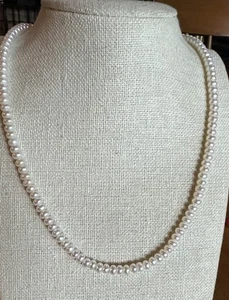 Real Pearl Necklace w 10k Yellow Gold Clasp 18" - Picture 1 of 6