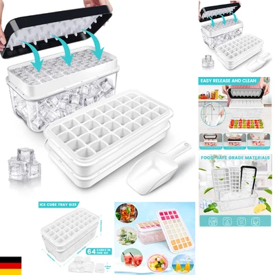 Ice Cube Tray with Lid and Container, 64 Pieces Ice Cubes, Easy Squeeze to Re... - Bild 1 von 4