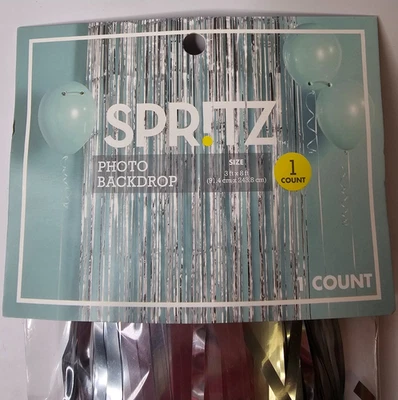 Nuevo Spritz Foto Telón de Fondo Cortina Metálica Plateada Decoración 3 pies x 6 pies Foto 1 de 3