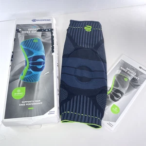 Bauerfeind Ginocchiera Sportiva Supporto - Ginocchiera Nero Blu Taglia 2XL XXL - Foto 1 di 7
