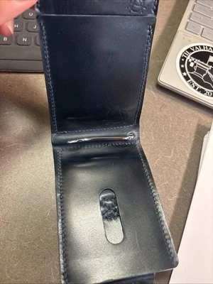 Horween Shell Cordovan 6-9 Card wallet Teal blueminimalist front pocket Handmade - Image 1 of 3