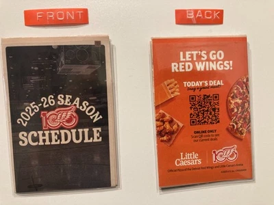 NHL 2025-2026 DETROIT RED WINGS POCKET SCHEDULE  100 YEARS OF HOCKEYTOWN  - NEW - Image 1 of 2
