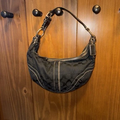 Mini bolso de hombro Coach negro firma Hobo 10073 vintage para mujer Foto 1 de 4