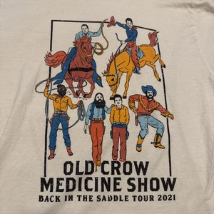 T-shirt bianca vintage Old Crow Medicine Show concerto cotone pesante S-5XL PP505 - Foto 1 di 4