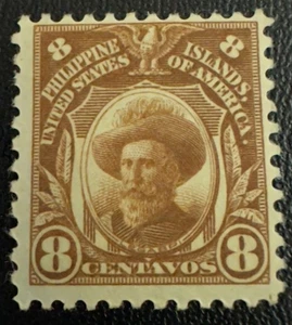 Philippines Stamp #293a M-NH-OG 8¢ Orange Brown 1917 Issue - Picture 1 of 2