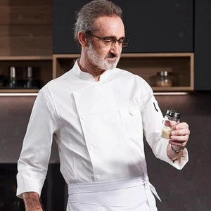 Chef Coat Waiter Apparel Workwear White Jacket for Cooking Cafe Food Work - Picture 1 of 43