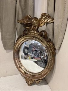 Vintage 1960 SYROCO Wall CONVEX Mirror AMERICAN EAGLE 4010 Federal MCM Gold Art - Picture 1 of 13
