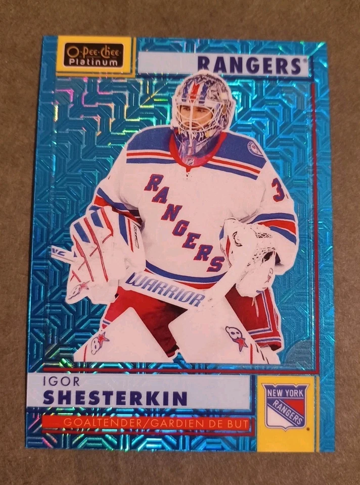 Igor Shesterkin 2022-23 O-Pee Chee Platinum Blue Traxx #R-10 Rangers /199 - Image 1 of 1