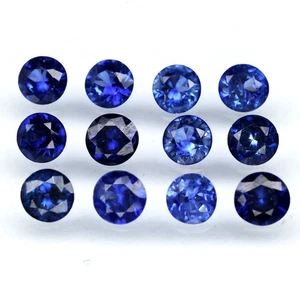 π 1.77ct 12pcs Lot Round Brilliant Natural Blue Sapphire - Ceylon Gems - Picture 1 of 4