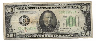 1934 $500 Federal Reserve Note Chicago $500 Bill Currency - Image 1 of 2