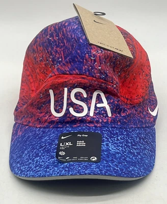 Nike ADV Gorra Fly Azul y Rojo Gorra Ajustable para Correr "USA" Unisex Adulto L/XL Foto 1 de 4