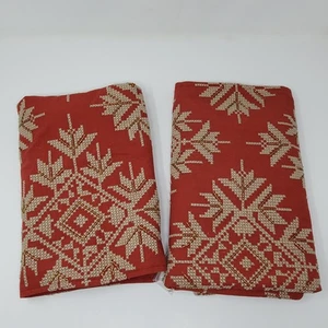 Pottery Barn Snowflake Cross-stitch Pillow Cover Red Cotton 24" X2 New No Tags - Picture 1 of 10