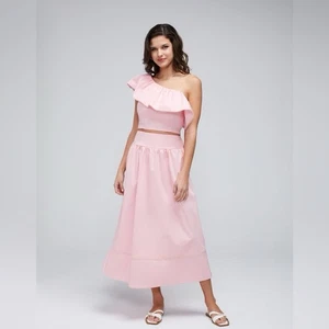 SET MAXI GONNA E CROP TOP WILDFOX DAVENAY BORDO CRISTALLO ROSA TAGLIA MEDIA NUOVO SENZA ETICHETTE - Foto 1 di 16