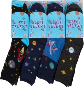 6-12 Pairs Boys Kids Galaxy Space Design Socks EvUK Sizes - Picture 1 of 1