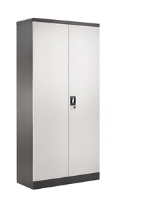 Metal Cabinet Cupboard Black/Grey 2 Door Locking Office Garage 4 Shelf 180cm - Picture 1 of 14