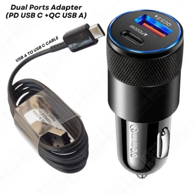 PD 38W Type C QC USB A Fast Car Charge Adapter Cord For i-Phone 15 16 17 Android - Image 1 of 4