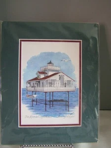 Tue Marshes Lighthouse - Chesapeake Bay, VA by Audrey Wright 10" x8" Mat Print - Picture 1 of 5