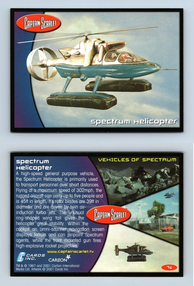 Spectrum Helicopter #71 Captain Scarlet 2001 Cards Inc Trading Card - Image 1 of 1